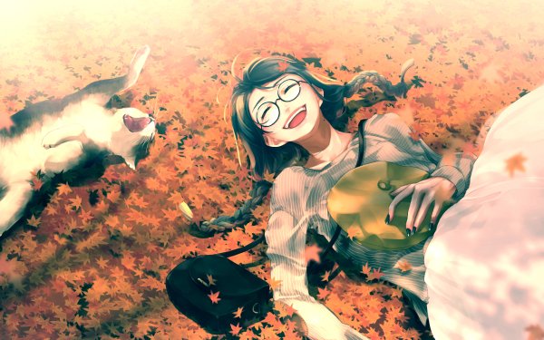 Anime Original Gato Twintails Otoño Dress Sunlight Fondo de pantalla HD | Fondo de Escritorio