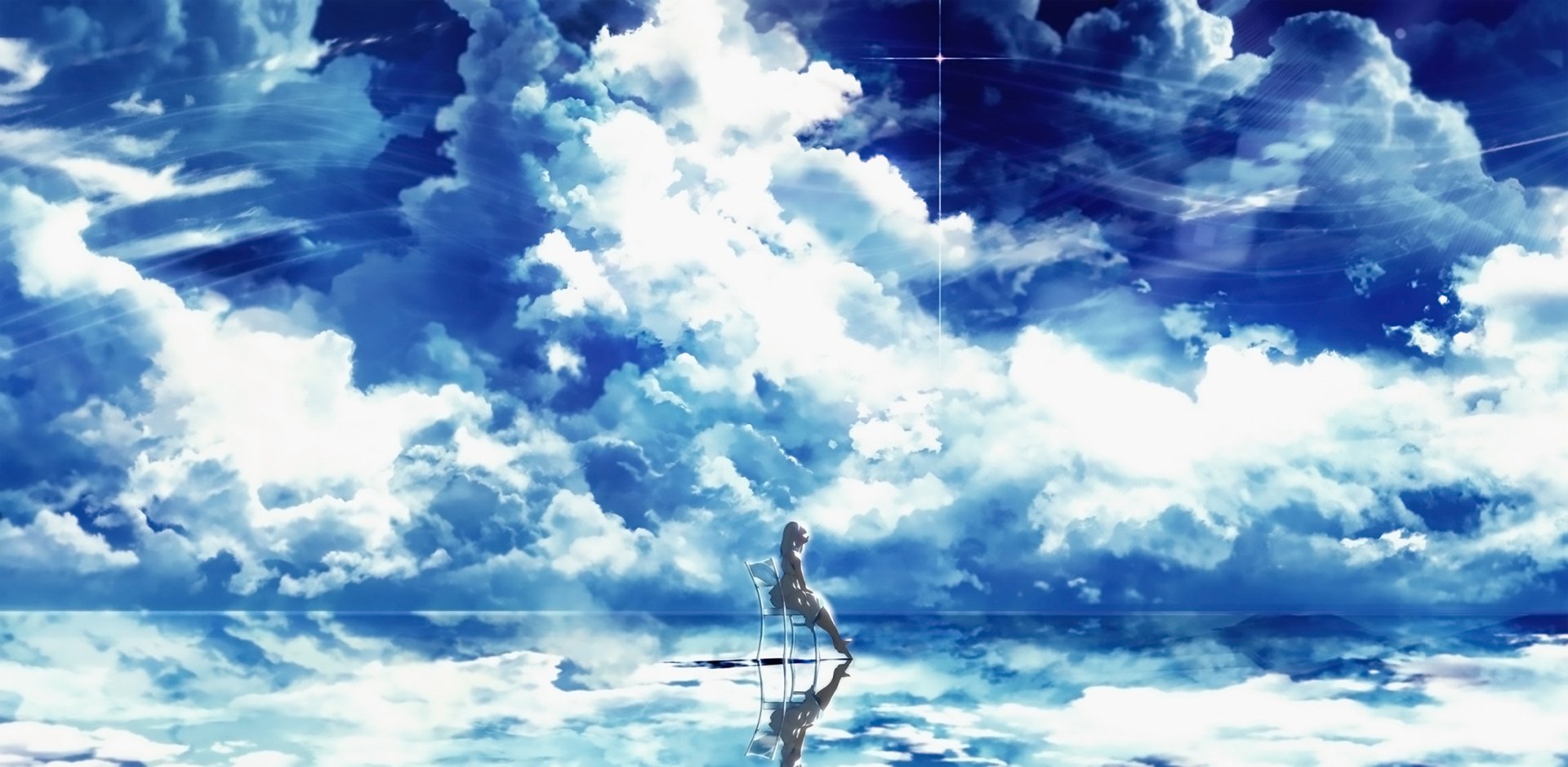 Download Reflection Cloud Sky Anime Original HD Wallpaper by c.c.R