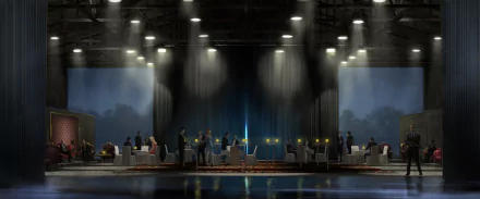 4K Ultra HD PC desktop wallpaper featuring a dramatic scene from the movie Spider-Man: Homecoming, showcasing characters in a large, dimly lit hall.