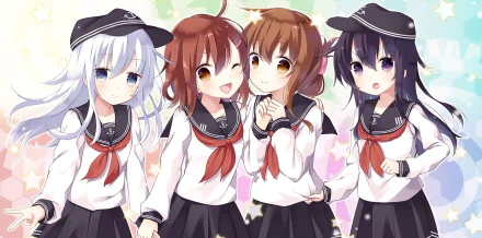 Akatsuki (KanColle) Ikazuchi (Kancolle) Inazuma (Kancolle) Hibiki (Kancolle) Anime Kantai Collection HD Desktop Wallpaper | Background Image