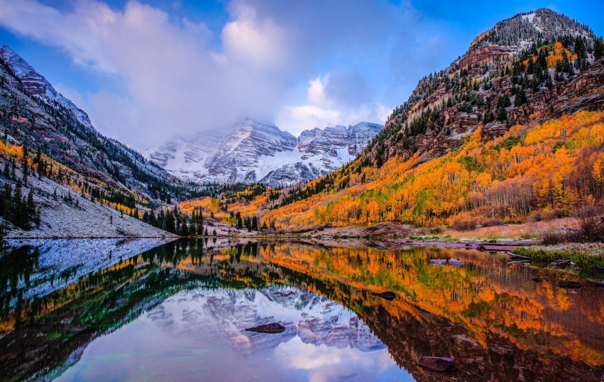 Download Fall Forest Mountain Lake Nature Reflection HD Wallpaper ...