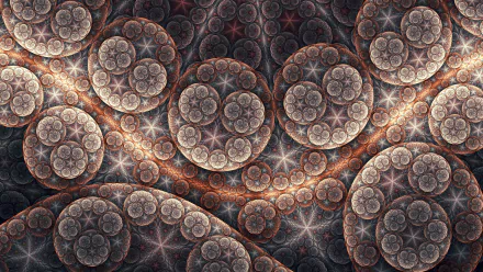 HD desktop wallpaper featuring a CGI-rendered fractal pattern, showcasing psychedelic and trippy abstract designs in intricate, spiraling forms.