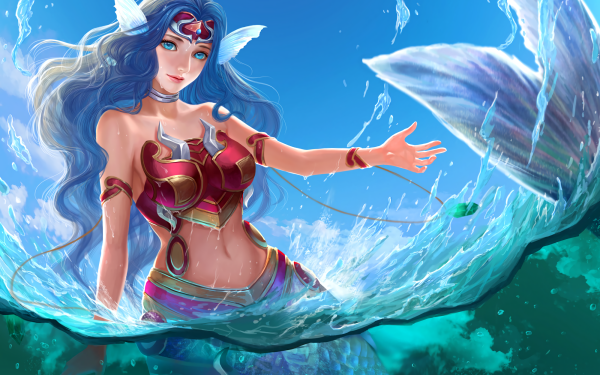 Anime Yu-Gi-Oh! Blue Hair Blue Eyes Mermaid HD Wallpaper | Background Image