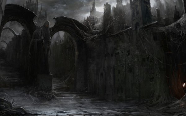 Dark City Statue Building HD Wallpaper | Background Image
