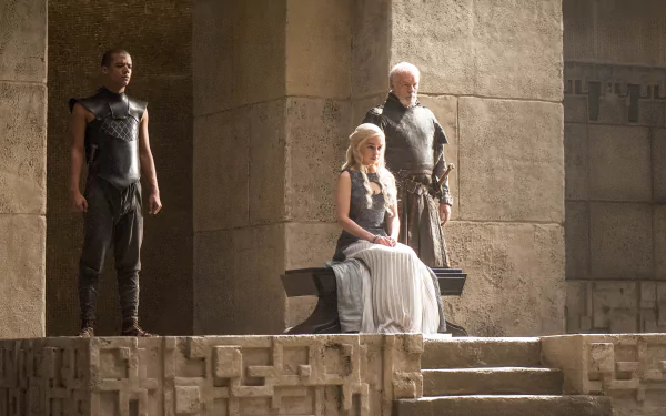 Barristan Selmy Emilia Clarke Daenerys Targaryen Jacob Anderson Grey Worm TV Show Game Of Thrones HD Desktop Wallpaper | Background Image