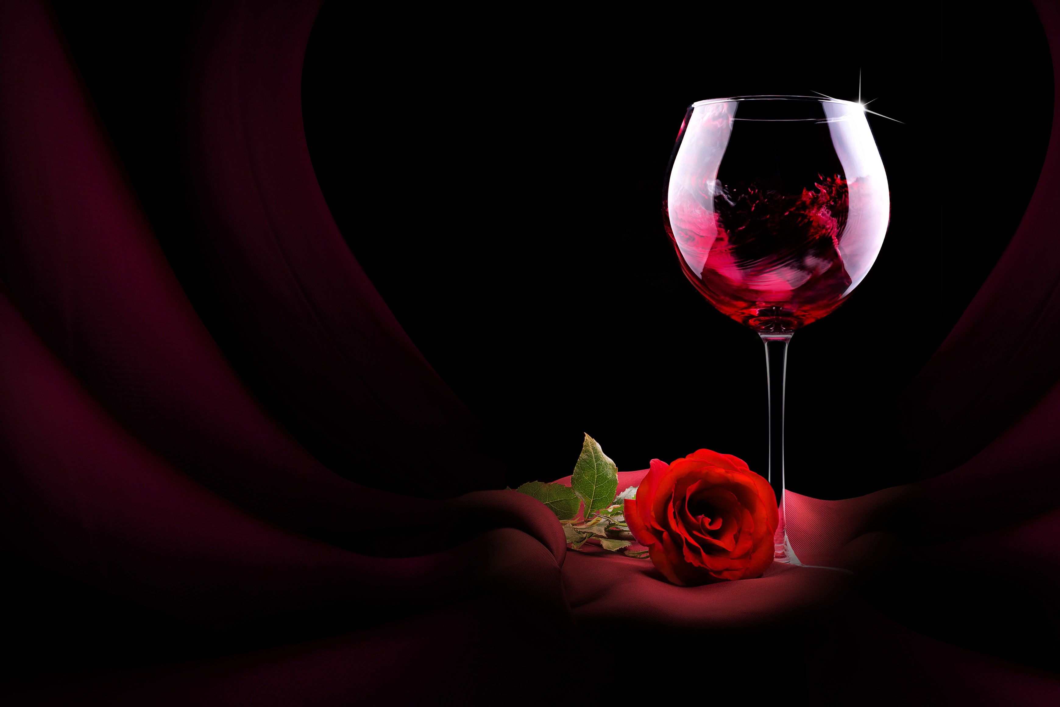 Red Rose and Glass of Wine