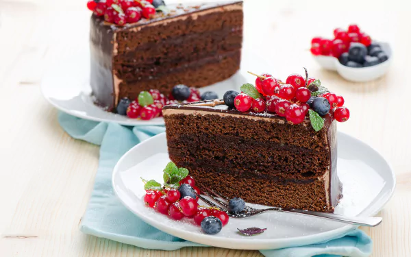 chocolate blueberry berry currants pastry cake food dessert HD Desktop Wallpaper | Background Image