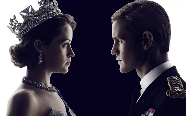 Matt Smith Prince Philip Claire Foy Queen Elizabeth II TV Show The Crown HD Desktop Wallpaper | Background Image