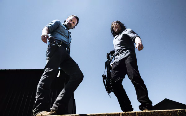 Norman Reedus Daryl Dixon Rick Grimes Andrew Lincoln TV Show The Walking Dead HD Desktop Wallpaper | Background Image