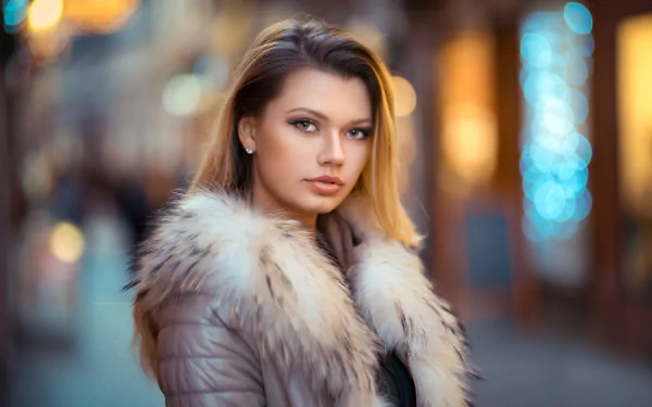 brunette bokeh hazel eyes depth of field woman model HD Desktop Wallpaper | Background Image