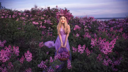  Girl and Lilacs by Sergey Shatskov