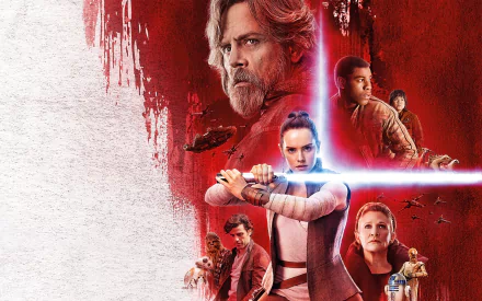 Mark Hamill Luke Skywalker Poe Dameron Princess Leia Organa Daisy Ridley Chewbacca Carrie Fisher Rey (Star Wars) Finn (Star Wars) movie Star Wars: The Last Jedi HD Desktop Wallpaper | Background Image