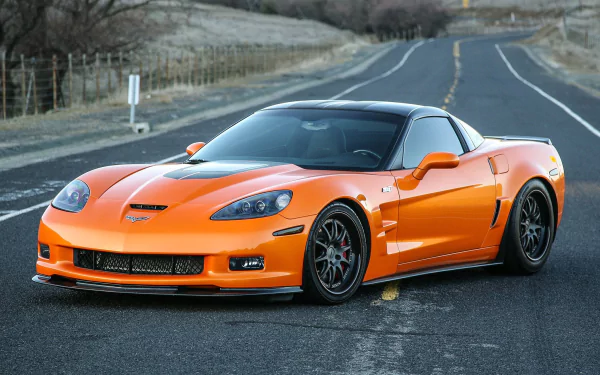 orange car car Chevrolet Chevrolet Corvette vehicle Chevrolet Corvette Z06 HD Desktop Wallpaper | Background Image