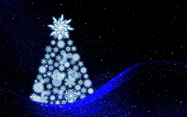 Holiday Christmas Christmas Tree Blue Snowflake White Sparkles HD Wallpaper | Background Image