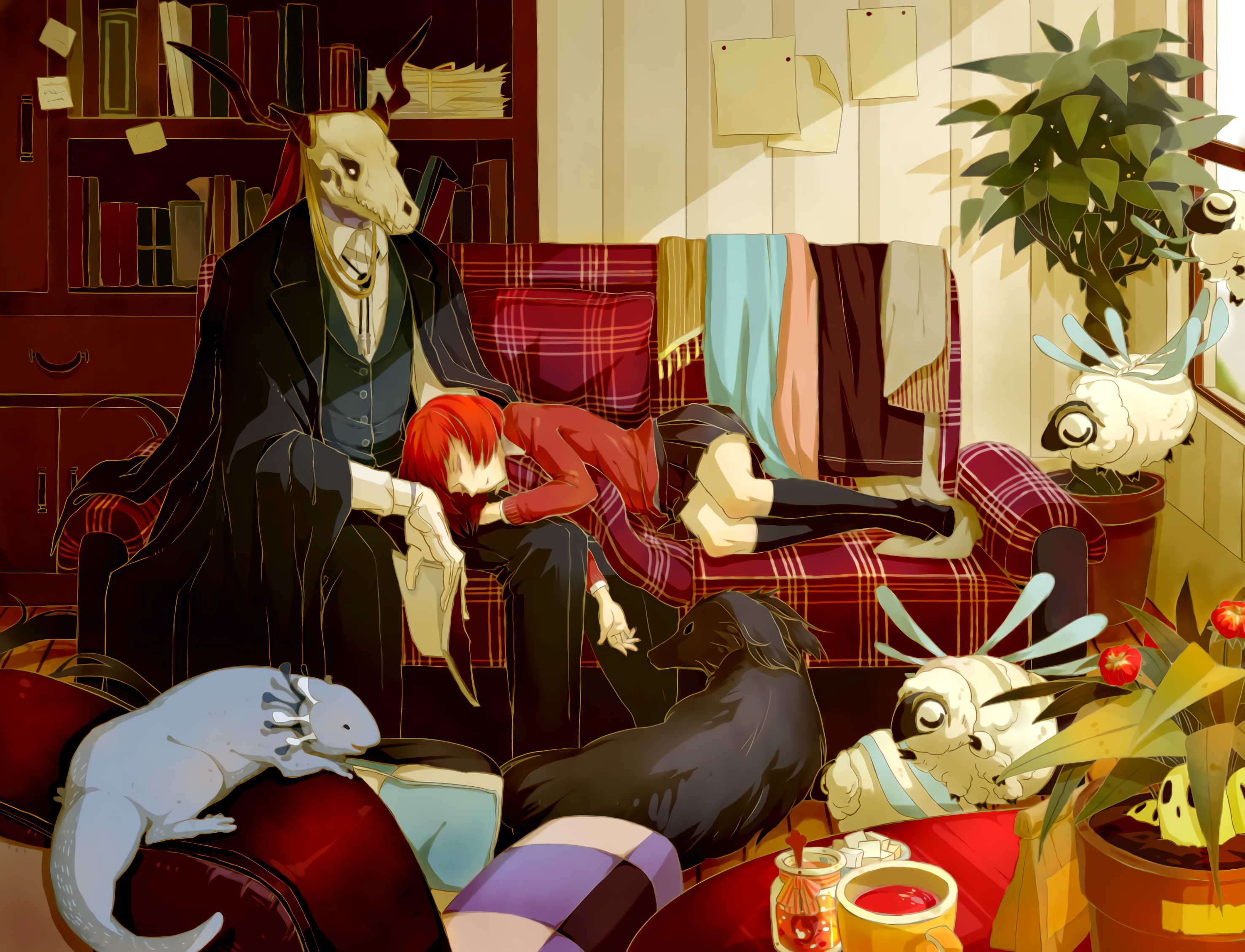 Wallpaper background, round, two, Mahou Tsukai no Yome, The Ancient Magus'  Bride, Elias Ainsworth, Hatori Chise for mobile and desktop, section сёнэн,  resolution 2000x2000 - download