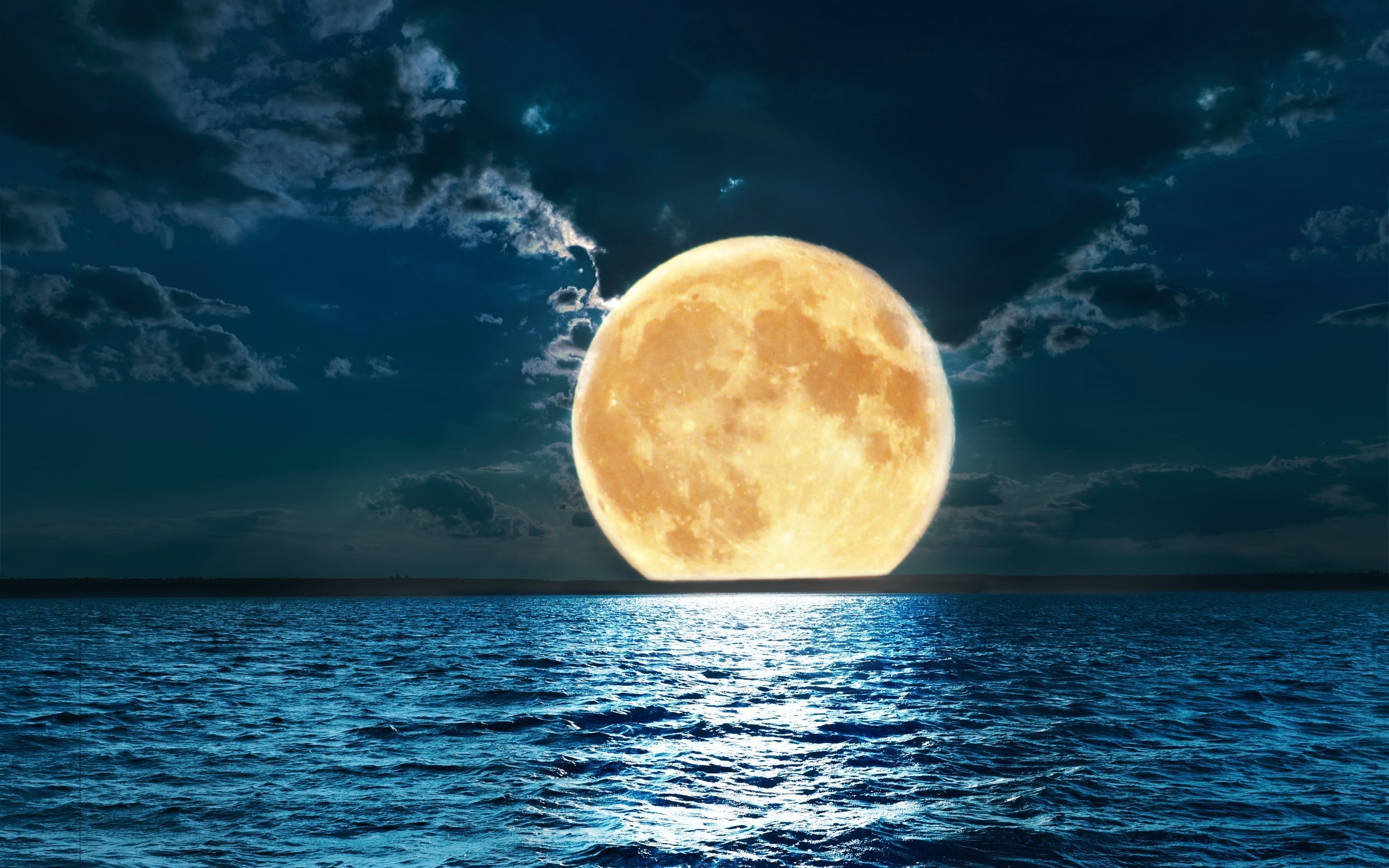 Ocean On Full-Moon Night