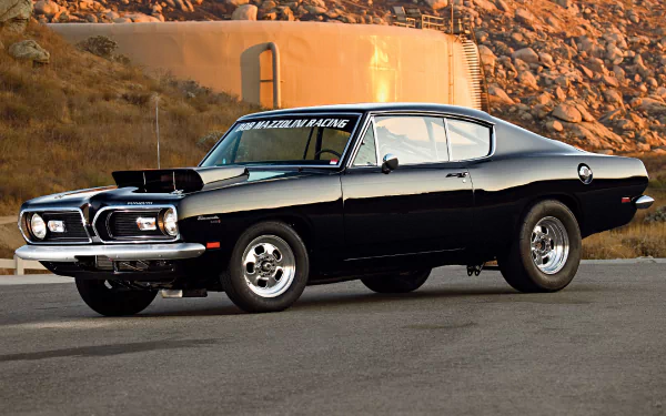black car race car muscle car vehicle Plymouth Barracuda HD Desktop Wallpaper | Background Image