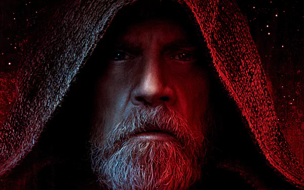 HD desktop wallpaper of Luke Skywalker, portrayed by Mark Hamill, from the movie Star Wars: The Last Jedi. 