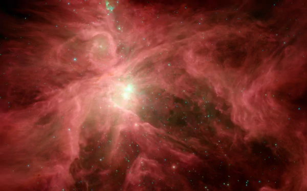 Pink Orion nebula with a bright star cluster in a sci‑fi space scene — 2K Quad HD PC desktop wallpaper and background.