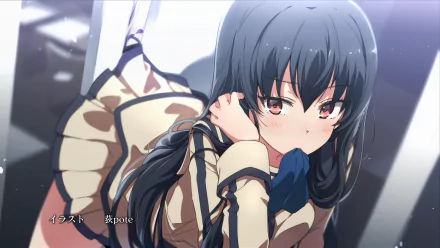HD anime desktop wallpaper from Dies Irae featuring a pensive girl with dark hair and a school uniform in a reflective, detailed art style.