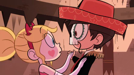 HD PC desktop wallpaper featuring Marco Diaz and Star Butterfly from the TV show Star vs. the Forces of Evil in a close, animated scene.