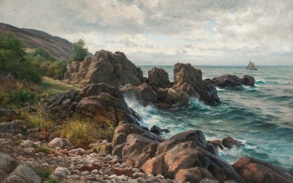 Artistic Painting Ocean Sea Wave Coast HD Wallpaper | Background Image
