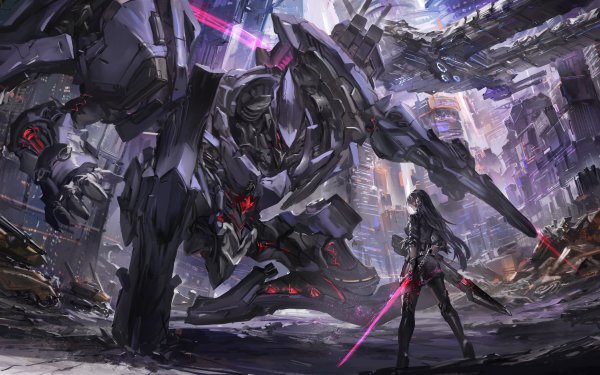 Anime Original Sci Fi Blade Robot City Ruin HD Wallpaper | Background Image