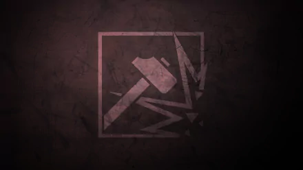 Minimalist 8K Ultra HD wallpaper featuring Sledge’s hammer icon from Tom Clancy's Rainbow Six: Siege, designed for a sleek gaming PC desktop background.