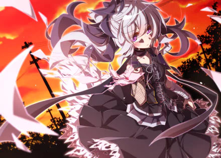 HD PC desktop wallpaper featuring Flower from Vocaloid in an anime style, set against a vibrant red and black background.