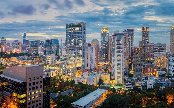 Man Made Bangkok Cities Thailand City Night Building Skyscraper HD Wallpaper | Background Image