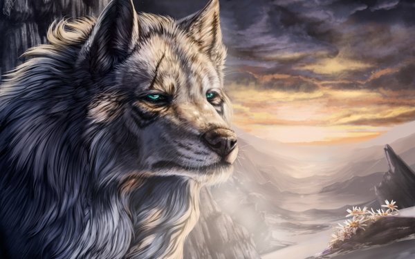 Fantasy Wolf Fantasy Animals Landscape HD Wallpaper | Background Image