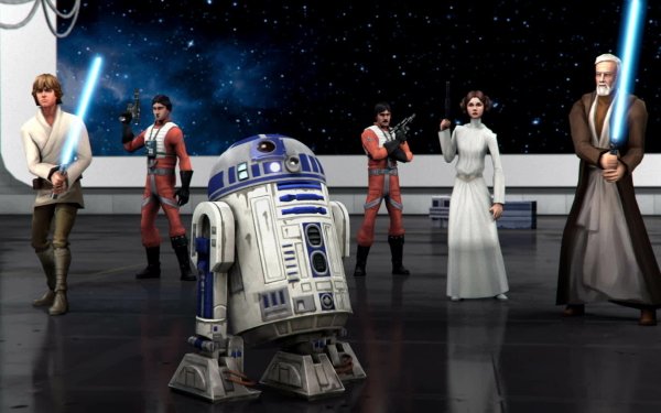 Video Game Star Wars: Galaxy of Heroes R2-D2 Luke Skywalker Princess Leia Obi-Wan Kenobi HD Wallpaper | Background Image