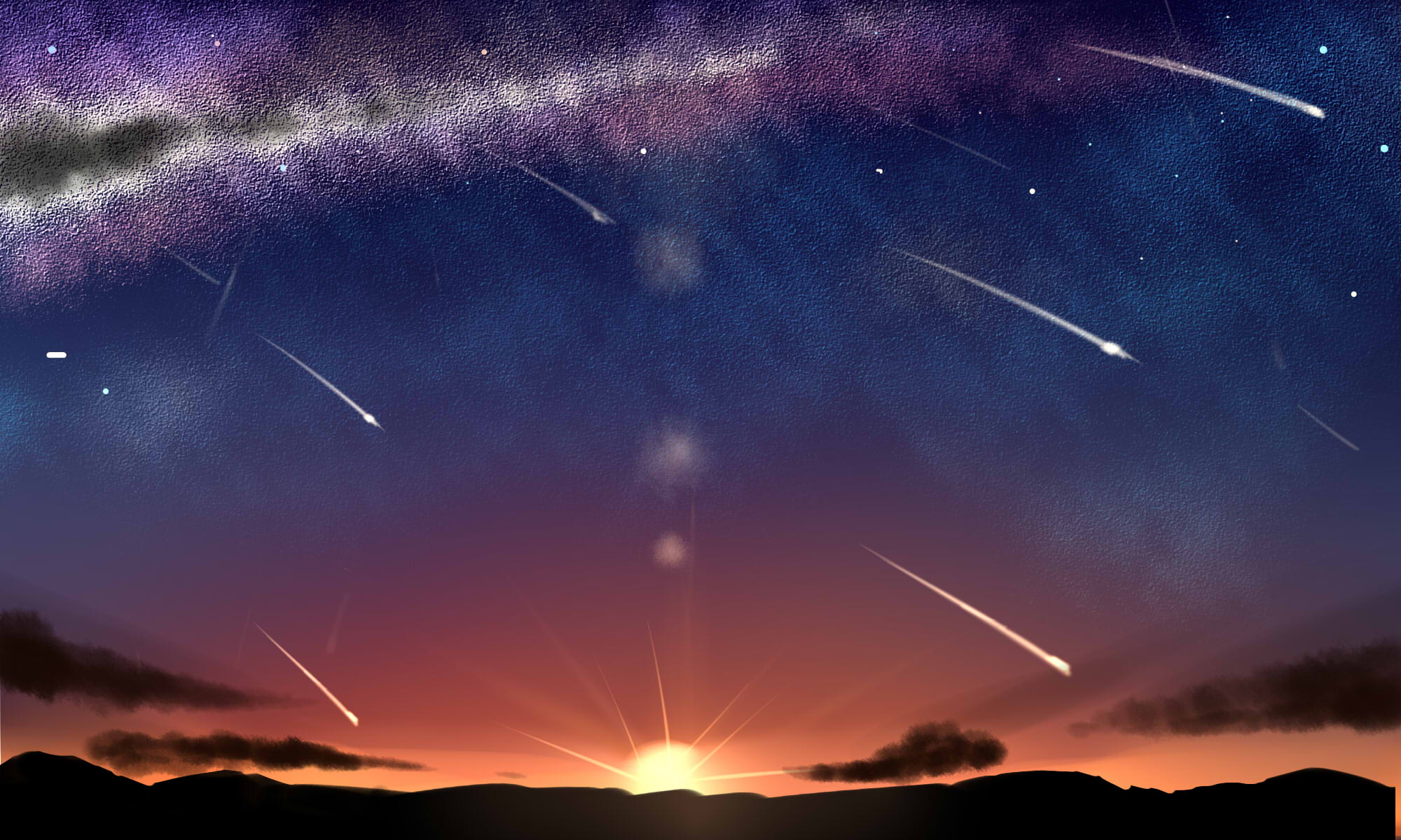 Download Shooting Star Sunset Anime Original HD Wallpaper by 心象Sketch.