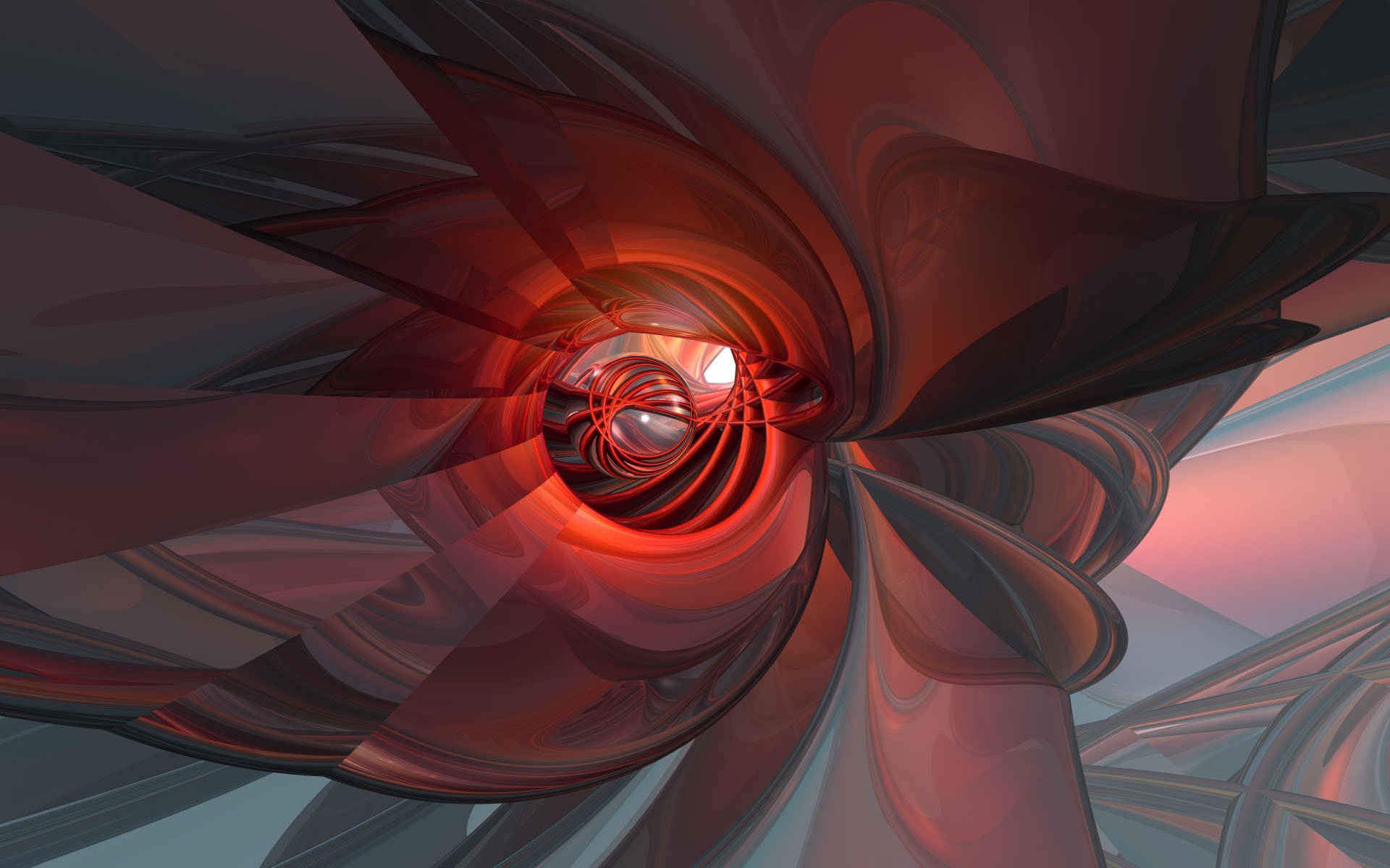 Artistic digital art featuring a vibrant, swirling red and gray abstract pattern, designed as an HD PC desktop wallpaper and background.