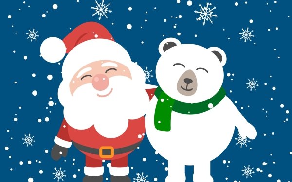 Holiday Christmas Santa Bear Snowflake HD Wallpaper | Background Image