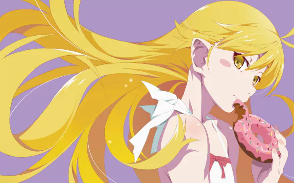 HD anime wallpaper featuring Shinobu Oshino, also known as Kiss-shot Acerola-orion Heart-under-blade, from Kizumonogatari in the Monogatari series.