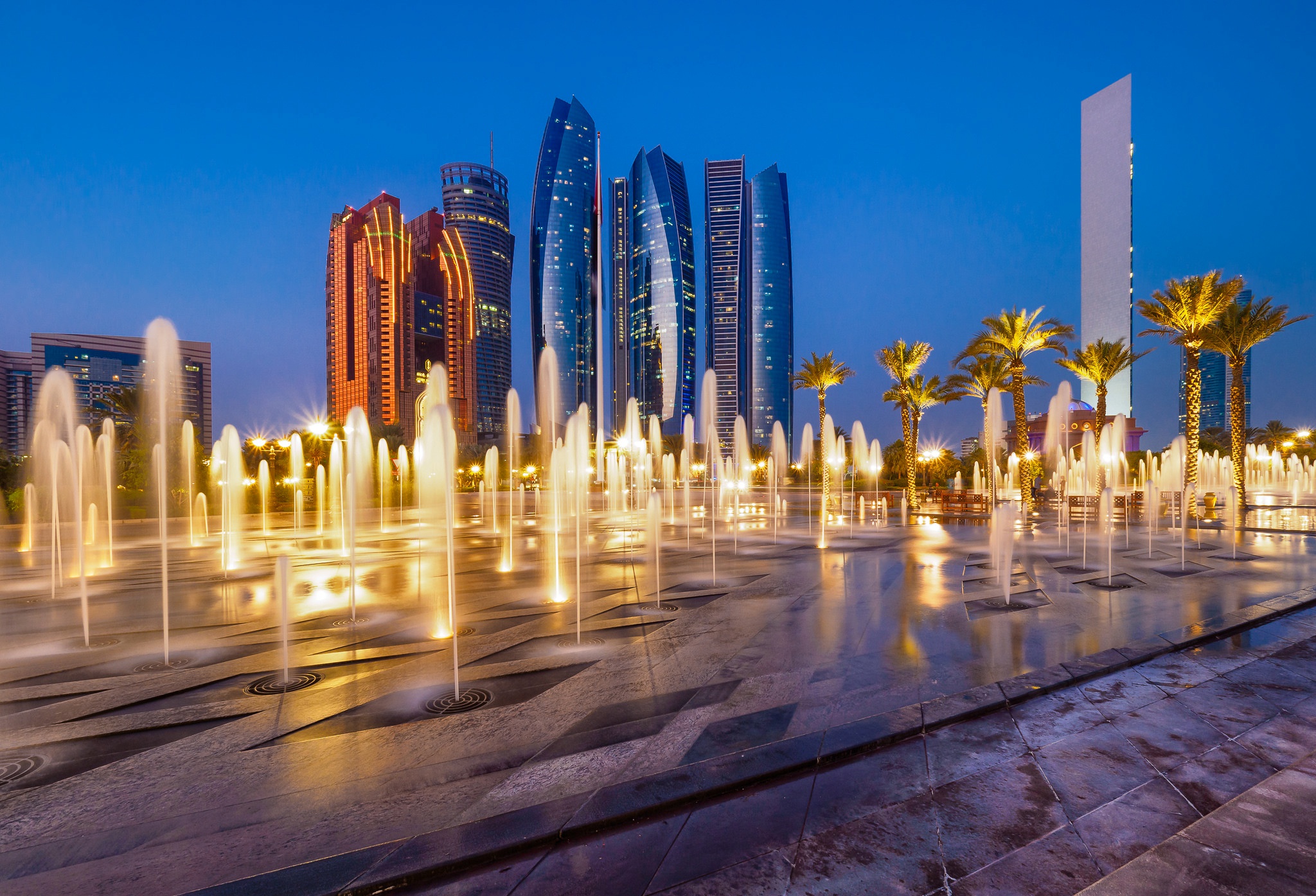 Abu Dhabi Skyscrapers At Night HD Wallpaper