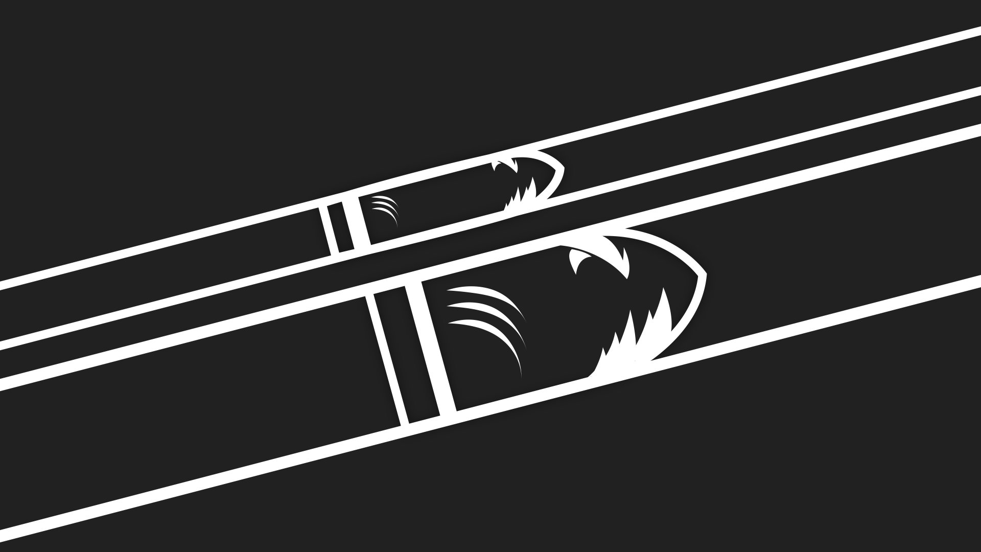 Minimalist black-and-white 8K PC wallpaper for the video game Tom Clancy's Rainbow Six Siege — Operation Black Ice: stylized bullet stripes revealing Buck's jagged teeth logo.