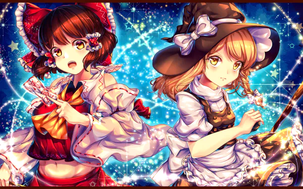 Marisa Kirisame Reimu Hakurei Anime Touhou HD Desktop Wallpaper | Background Image