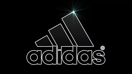 HD PC desktop wallpaper featuring the man-made Adidas logo with a glowing effect on a black background.