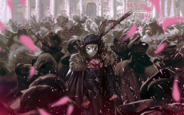 Fantasy Menschen Assassin Maske Petal Masquerade Pink HD Wallpaper | Hintergrund