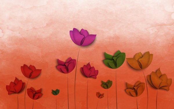 Artistic Flower Flowers Red Flower Yellow Flower Watercolor HD Wallpaper | Background Image