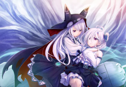 HD anime wallpaper featuring Terror and Erebus from Azur Lane in detailed, vibrant artwork with soft lighting and dynamic poses.