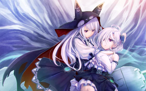 HD anime wallpaper featuring Terror and Erebus from Azur Lane in detailed, vibrant artwork with soft lighting and dynamic poses.