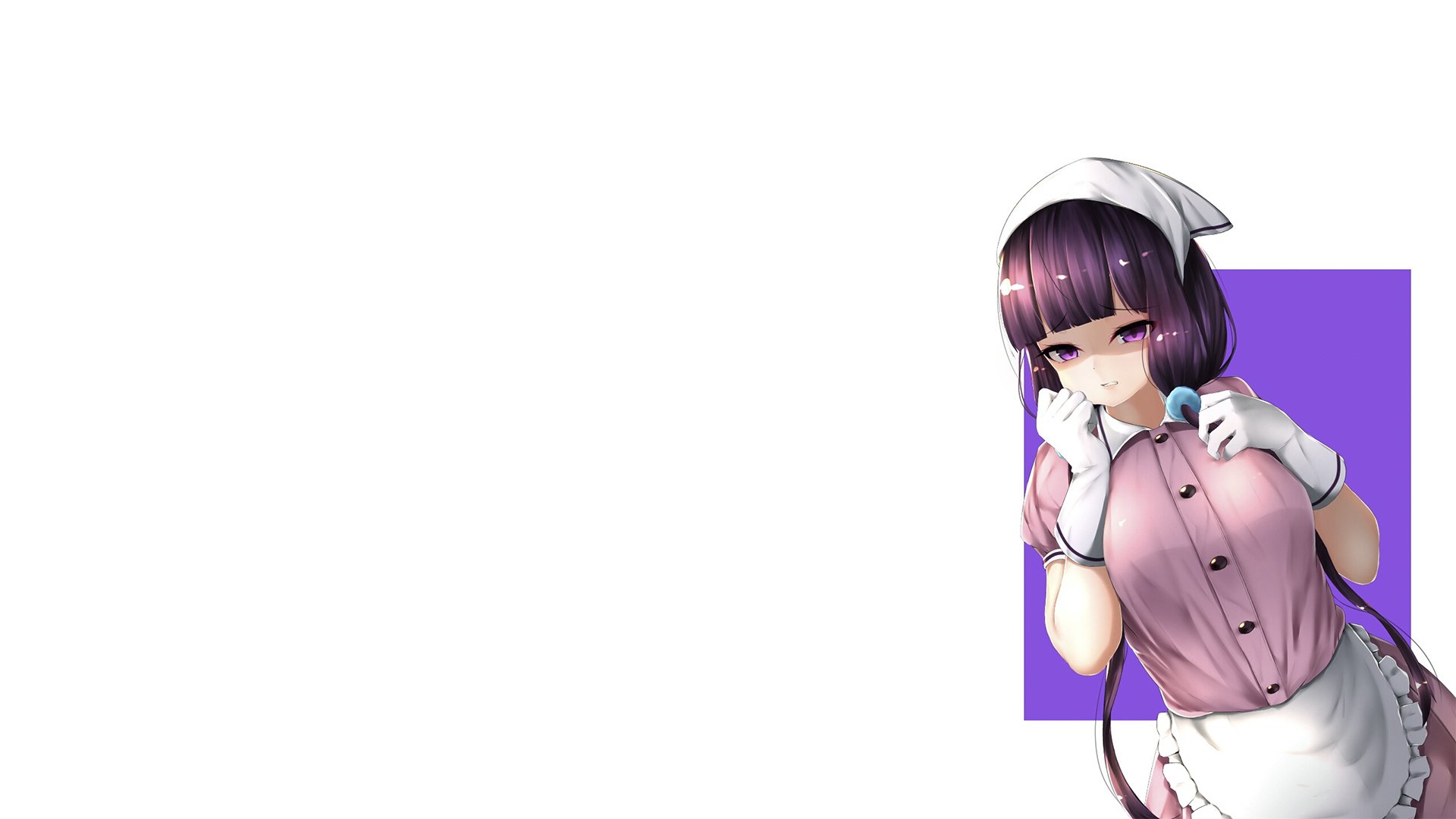 HD PC desktop wallpaper featuring Maika Sakuranomiya from the anime Blend S, depicted in her maid outfit with a purple accent background.
