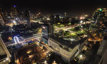 skyscraper building night Indonesia light man made Jakarta HD Desktop Wallpaper | Background Image