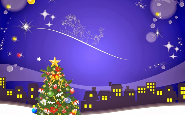 Holiday Christmas City Santa Christmas Tree HD Wallpaper | Background Image