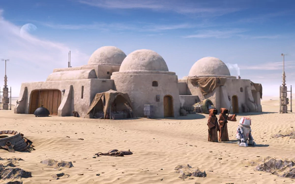 Jawas (Star Wars) desert robot building Tatooine (Star Wars) Sci Fi Star Wars HD Desktop Wallpaper | Background Image