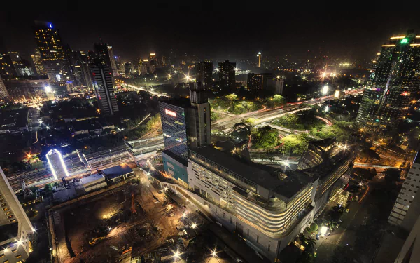 skyscraper building night Indonesia light man made Jakarta HD Desktop Wallpaper | Background Image