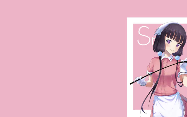 HD PC desktop wallpaper featuring Maika Sakuranomiya from the anime Blend S, set against a soft pink background with a partial white frame.